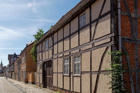 Half-timbered houses in Naumannstrasse in Osterburg