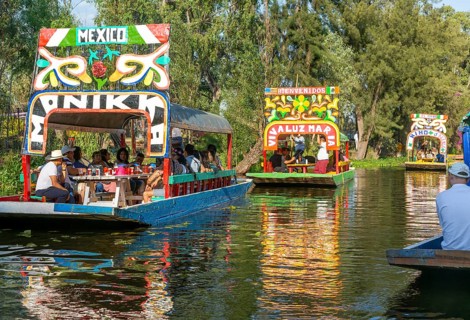 Popular tourist attraction boating Xochimiloco