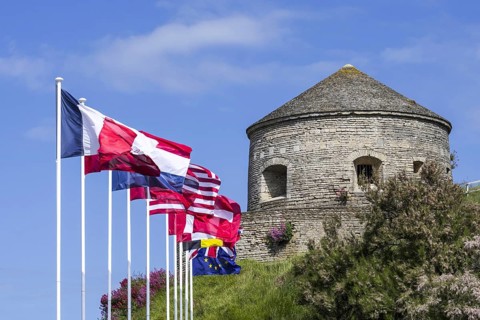 17th century Tour Vauban tower at Port-en-Bessin-Huppain along the English Channel