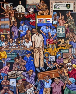 Artwork by artist Sipho Ndlovu on the history of South Africa