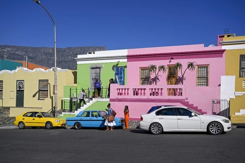 Colourful house facades in De Waal Street