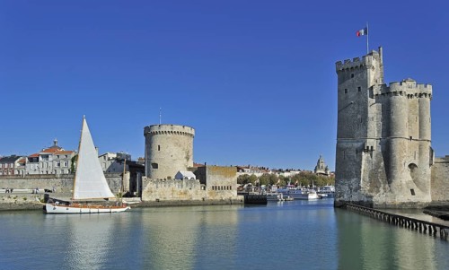 The medieval towers tour de la Chaine and tour Saint-Nicolas in the old harbour