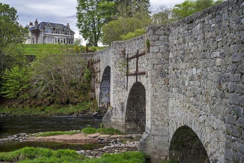 18th century Old Spey Bridge over the River Spey at Grantown-on-Spey
