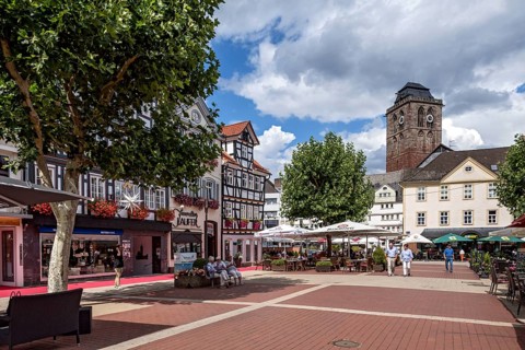 Pedestrian zone with restaurant and street cafe