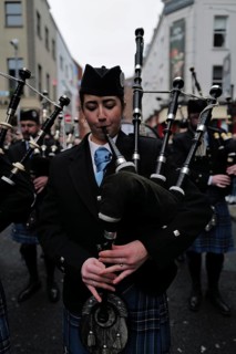 A bagpiper from the West of Ireland playing during the Tradfest in Temple Bar. Dublin