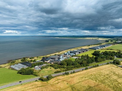 Aerial view of the Glenmorangie whisky distillery near Tain