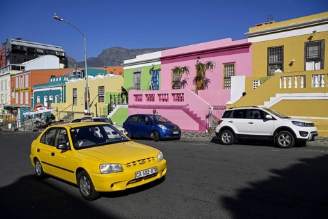 Colourful house facades in De Waal Street