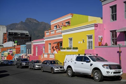 Colourful house facades in De Waal Street