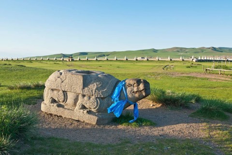 Stone turtle of the ancient capital of Mongolia