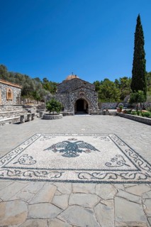 Pebble mosaic in front of Moni Thari Monastery near Laerma from the 12th century