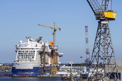 Construction of the Celebrity APEX cruise ship at the Chantiers de l'Atlantique