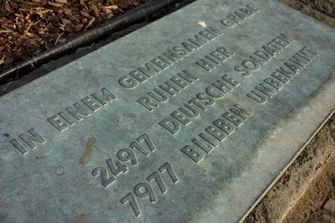 Mass grave of fallen German soldiers at the First World War One military cemetery Deutscher Soldatenfriedhof Langemark