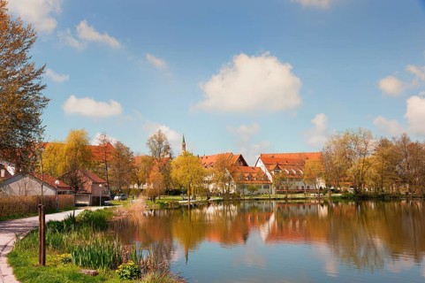 Town lake with active path