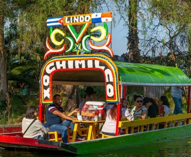 Popular tourist attraction boating Xochimiloco