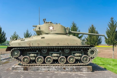 Esch casemate as part of the former Maginot Line. Here exhibition of an M4 Sherman tank