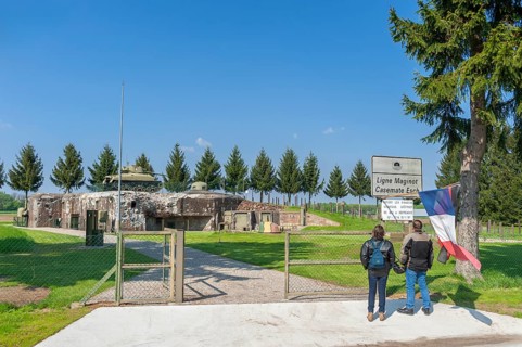 Esch casemate as part of the former Maginot Line. Here the entrance area with bunker and M4 Sherman tank