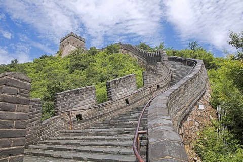 Restored Great Wall of China and watchtower at the Juyong Pass