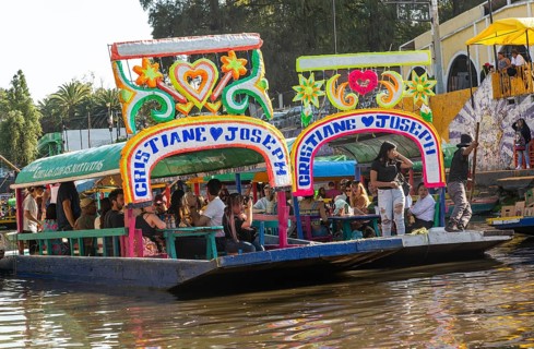 Popular tourist attraction boating Xochimiloco