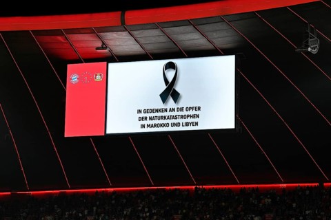Scoreboard Minute of silence for the victims of the natural disasters in Morocco and Libya Allianz Arena