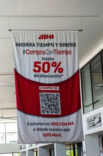ADO advert 50% discount fares offer