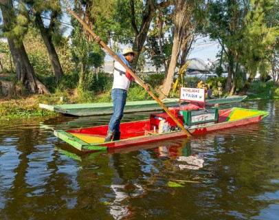 Popular tourist attraction boating Xochimiloco