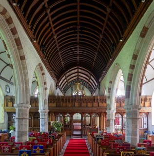 Interior of village parish church of Saint Paul de Leon