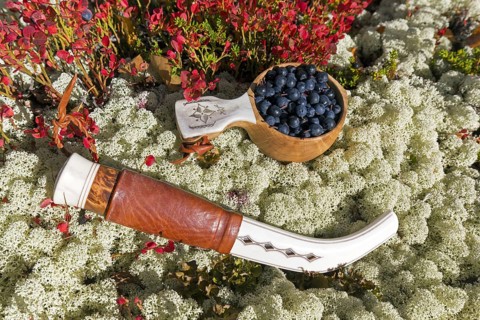Traditional Sami knife and Scandinavian cup