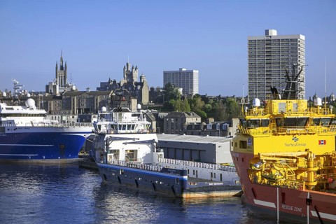 Vessels docked in the Aberdeen port