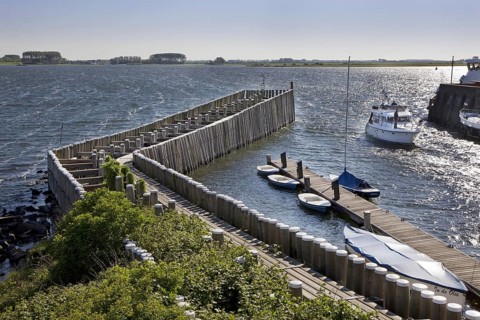 Wooden jetty at the little harbour