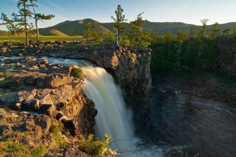 Orkhon Waterfall shortly after sunrise