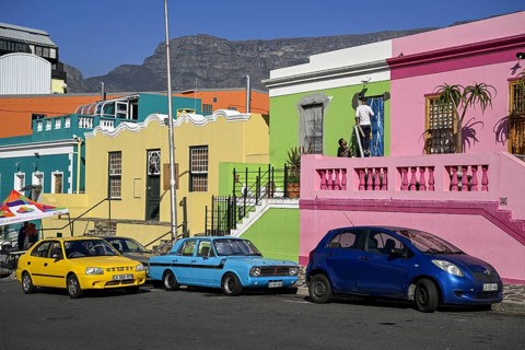 Colourful house facades in De Waal Street
