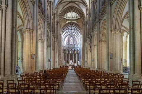 Interior of Notre-Dame de Coutances Cathedral
