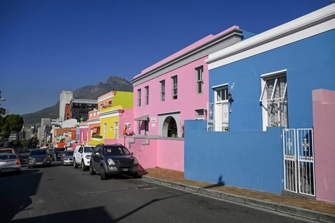 Colourful house facades in De Waal Street