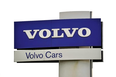 Signboard of the Volvo Cars assembly plant at the Ghent seaport