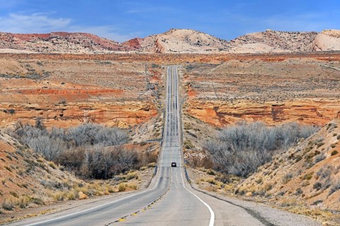 Lonely car driving on the U. S. Route 191