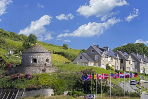17th century Tour Vauban tower at Port-en-Bessin-Huppain along the English Channel