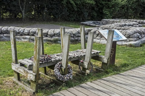 British A-frame with duckboards and the Yorkshire Trench from First World War One at Boezinge near Ypres