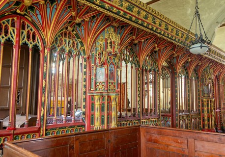 Rood screen inside village parish church of Saint Andrew