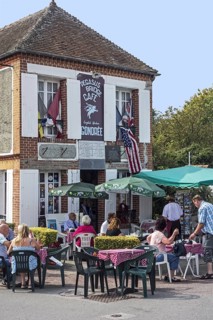Tourists visiting the Pegasus Bridge cafe