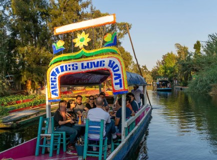Popular tourist attraction boating Xochimiloco