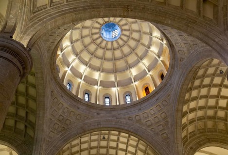 Arches and dome inside cathedral church