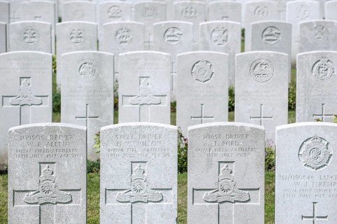 British graves at the Lijssenthoek Military Cemetery