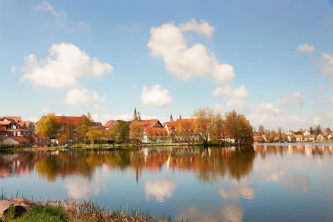 Town lake with active path