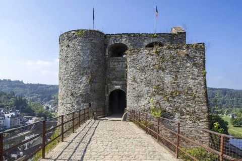 Entrance gate of the medieval Chateau de Bouillon Castle