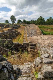 Defensive walls San Cibrao de Las hill fort Castro Culture archeological site
