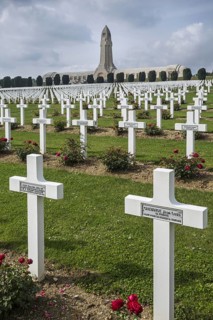 Douaumont ossuary and military cemetery for First World War One French and German soldiers who died at Battle of Verdun