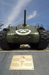 American World War Two Sherman M4A3 Tank at Place General Mac Auliffe in Bastogne