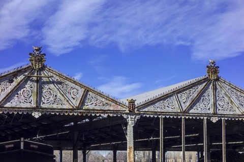 Decorated ironwork of historic hangars of the Scheldekaaien