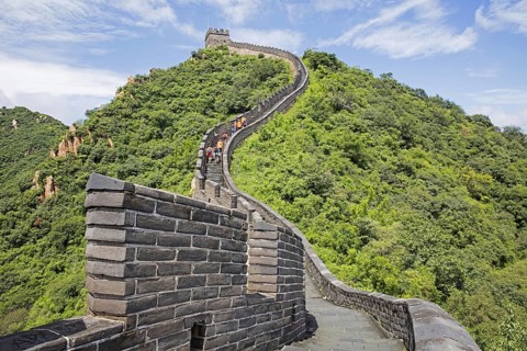 Restored Great Wall of China and watchtower at the Juyong Pass