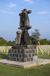 Statue Calvaire breton at the French First World War One cemetery Cimetiere National Francais de Saint-Charles de Potyze near Ypres